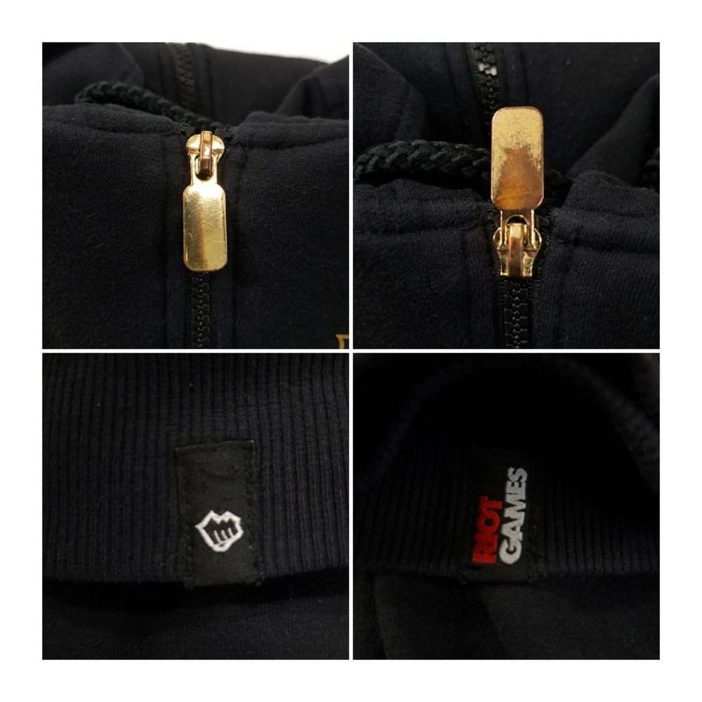 League Of Legends Riot Games Men's Zip Up Hoodie Size M Black With Gold Letters - Picture 6 of 8